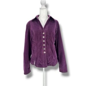 VTG Y2K Live A Little Corduroy Jacket S Purple Button Whimsygoth Boho Fairy